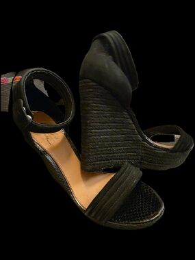 Mark + James by Badgley Mischka Black Espadrille Wedges | 9.5